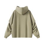 Hooded Terry Sweatshirt With Stacked Ruched Cuffs