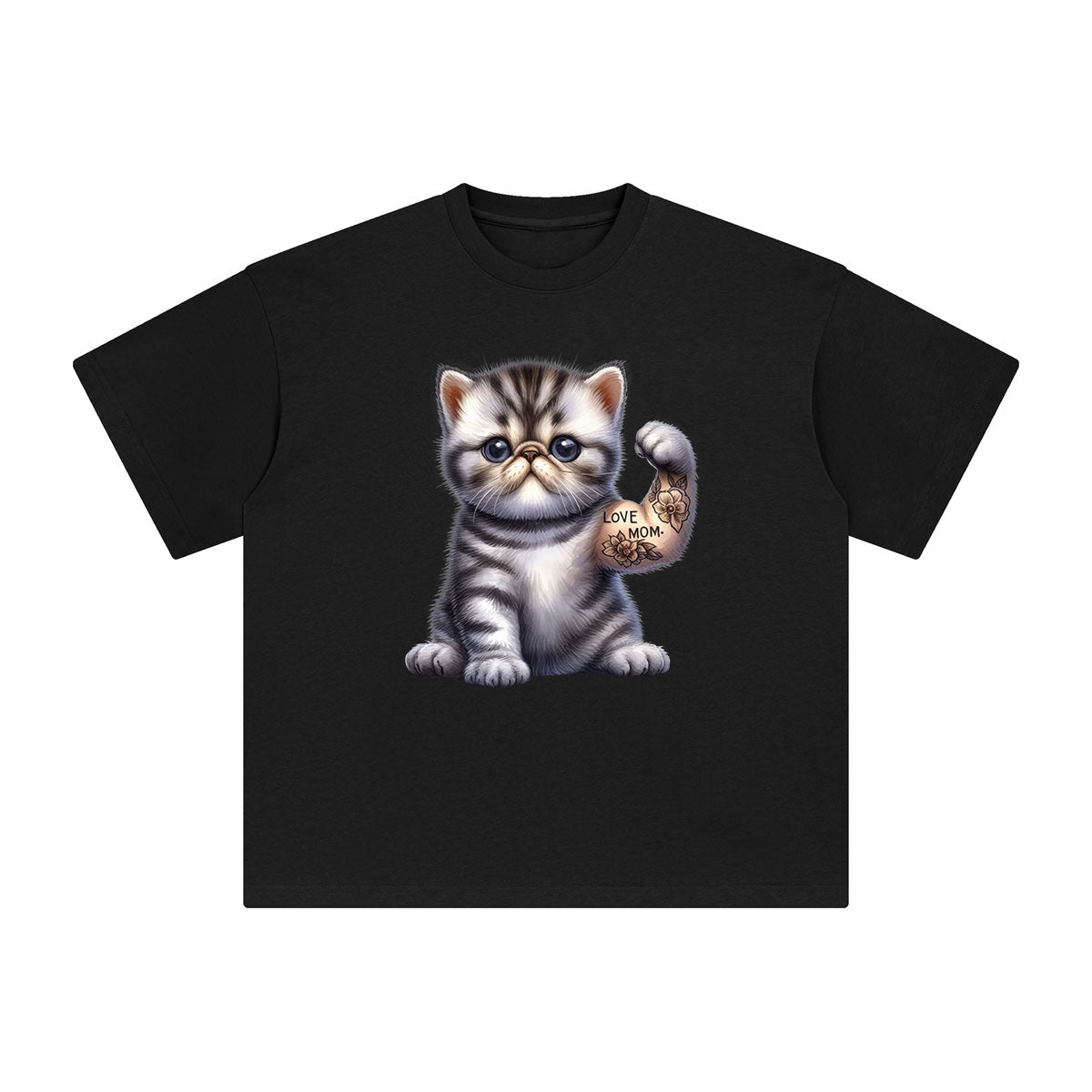 Exotic Shorthair Flexes Muscles Graphic Tee-INNBLAC Fashion Apparel
