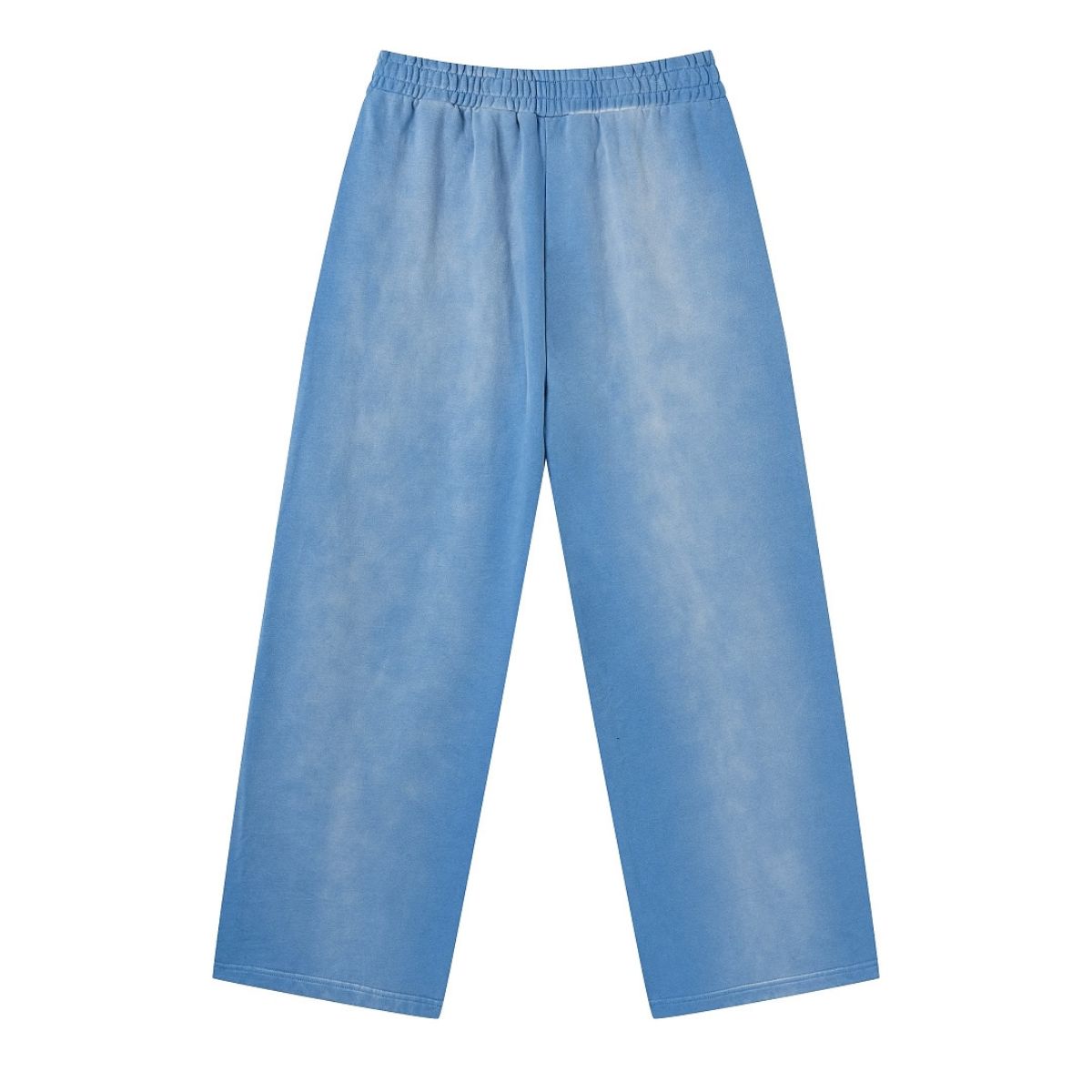 Monkey Wash Ripped Distressed Curved Wide Leg Cotton Sweatpants