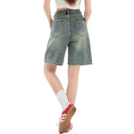 Mud WashedWomen's Vintage Washed Bermuda Denim Shorts
