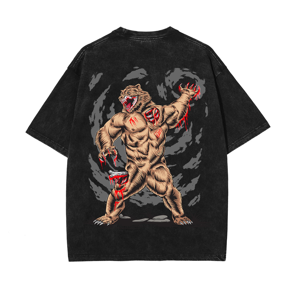 Fierce Beast Graphic Washed Tee-INNBLAC Fashion Apparel