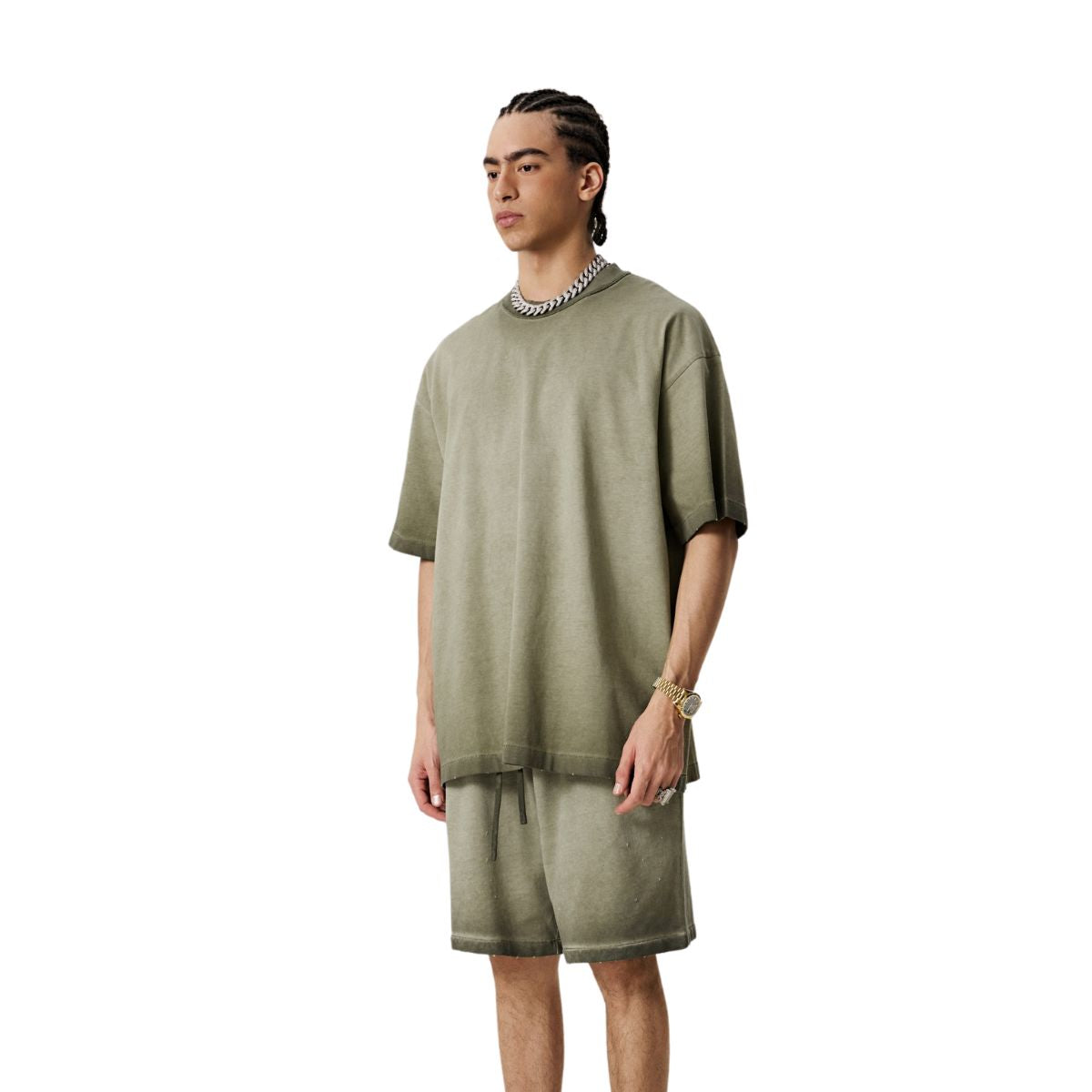 Camiseta holgada desgastada con lavado pesado de 8 oz