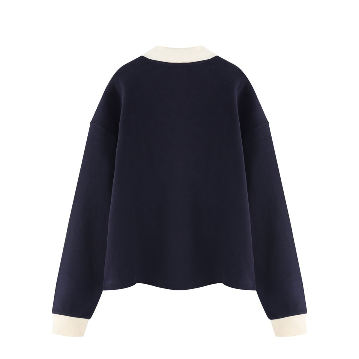 Women's Heavyweight Washed Color Block Collared Long Sleeve Sweatshirt