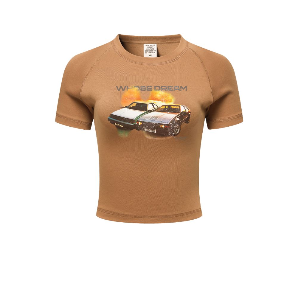 Retro Cars Graphic Crop Top-INNBLAC Fashion Apparel