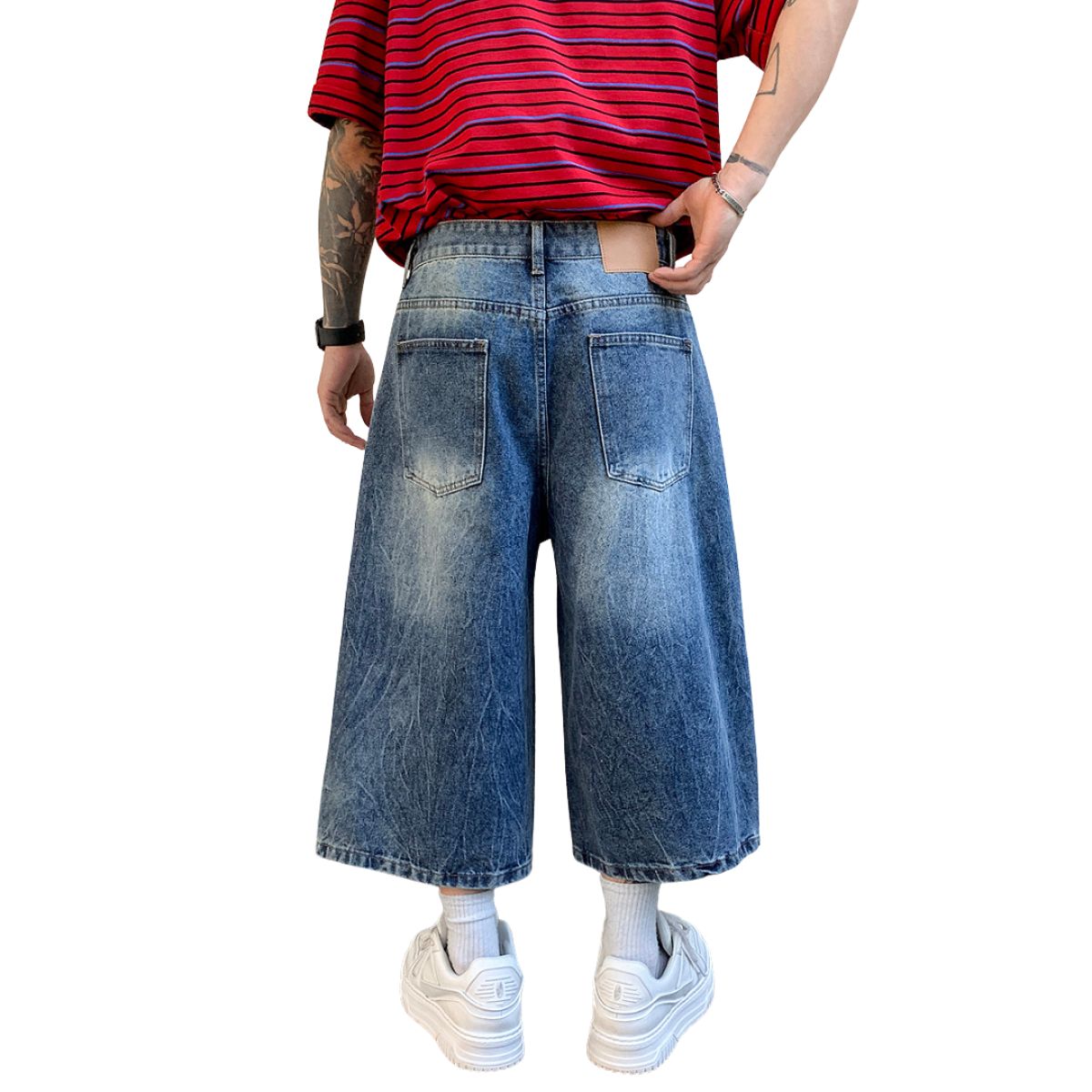 Bermudas con lavado vintage y salpicaduras de tinta