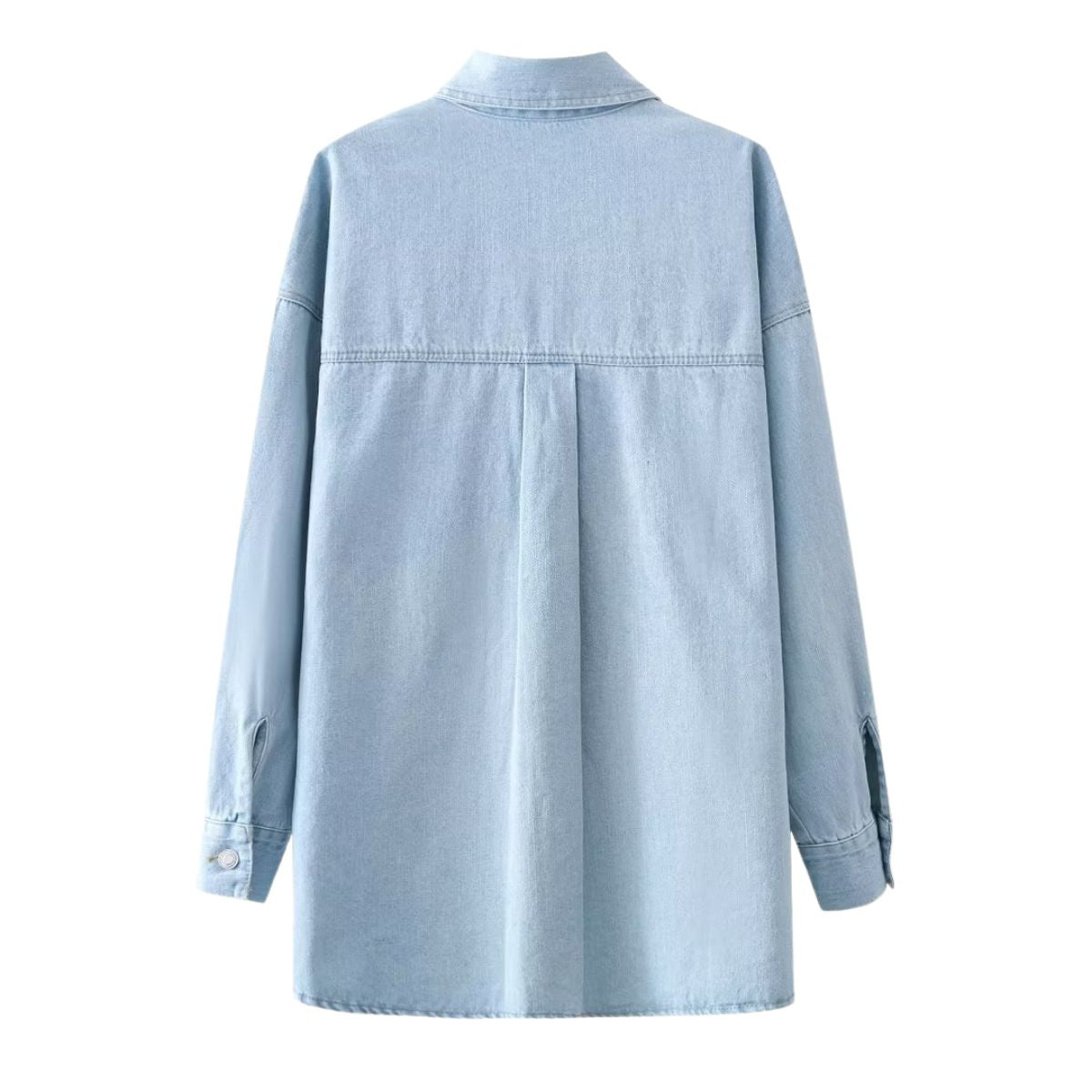 Women's Loose Street Style Mid-length Double Pocket Denim Shirt