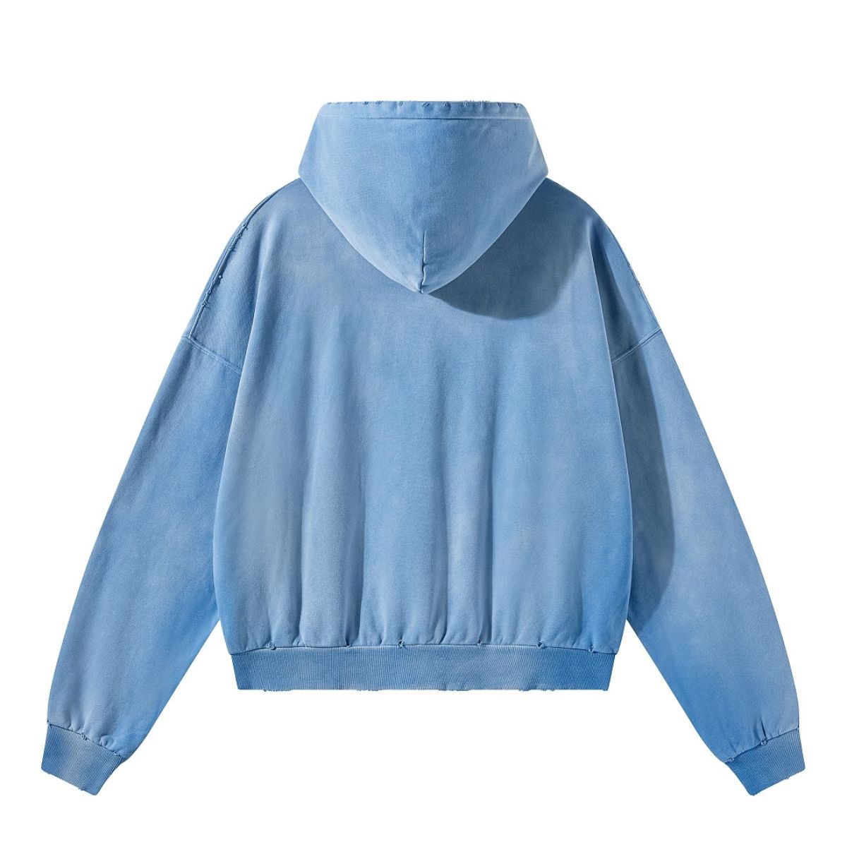 Monkey Wash Ripped Distressed Cotton Pullover Hoodie