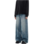 Vintage Washed Baggy Straight-Leg Denim Jeans