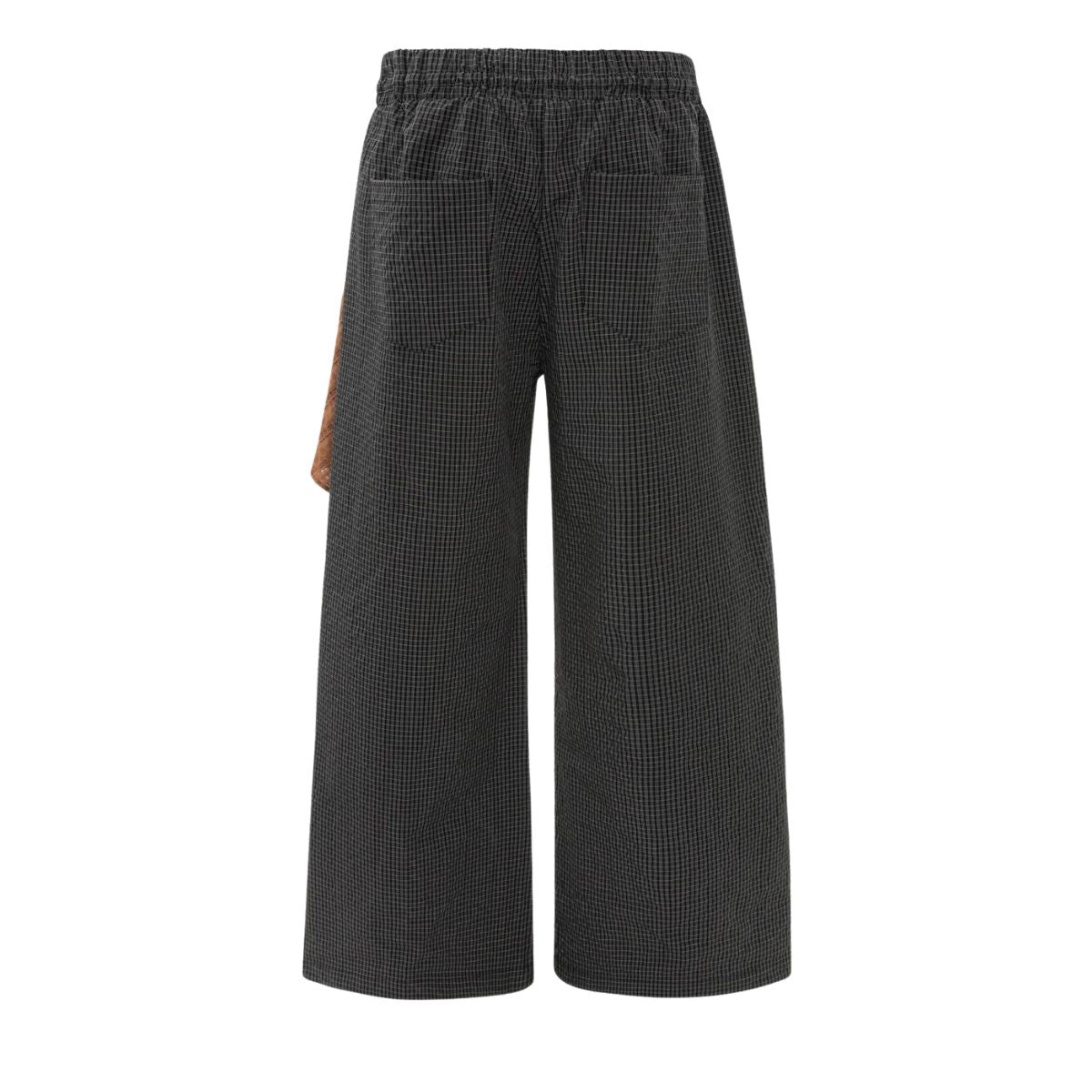 Striped Check Patchwork Relaxed Wide-Leg Lounge Pants