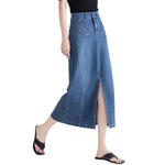 Women's High-Rise Denim Midi Skirt