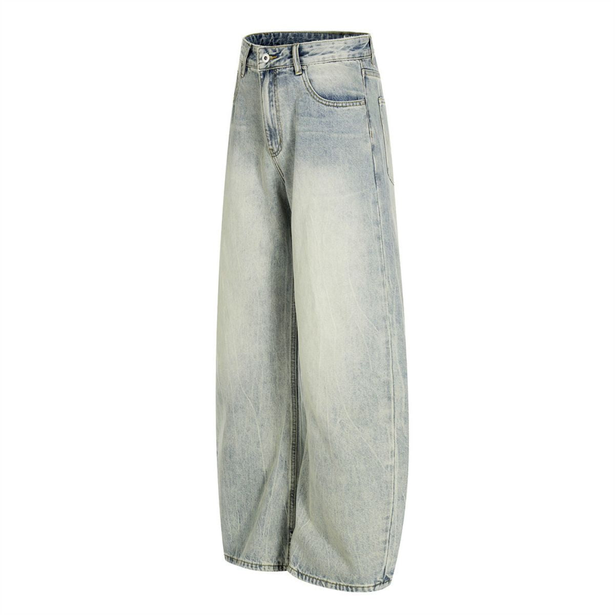 Men's Heavy-Washed Distressed Loose Straight-Leg Denim Pants