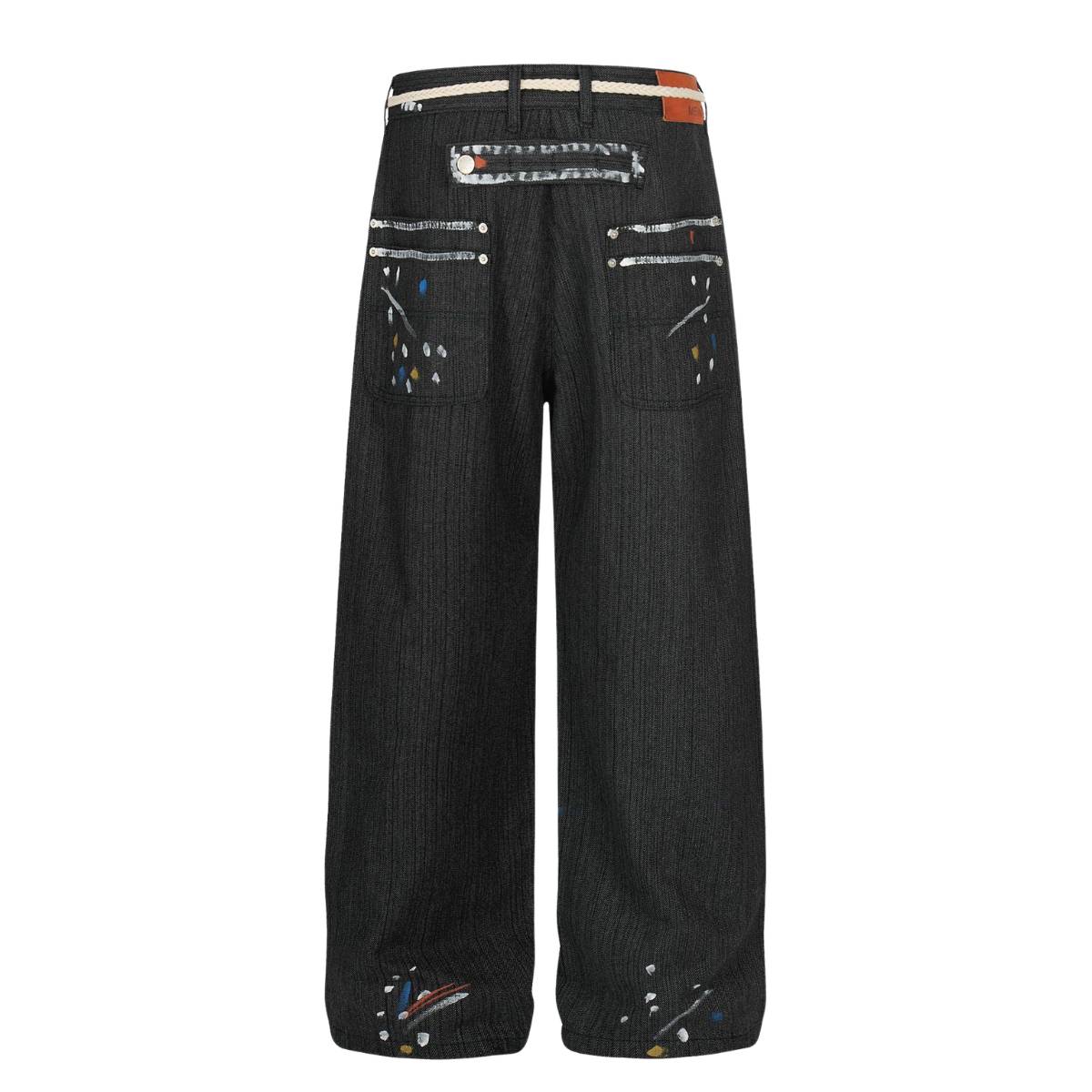 Vintage Patchwork Paint Splatter Wide Leg Jeans
