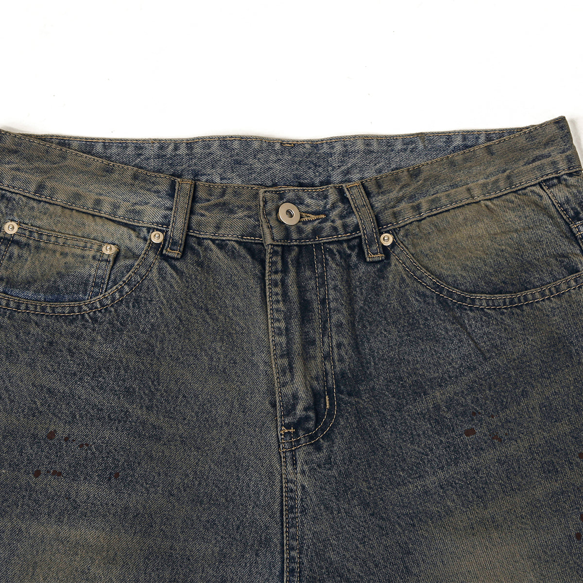 Vintage Wash Ripped Knee Loose Jeans