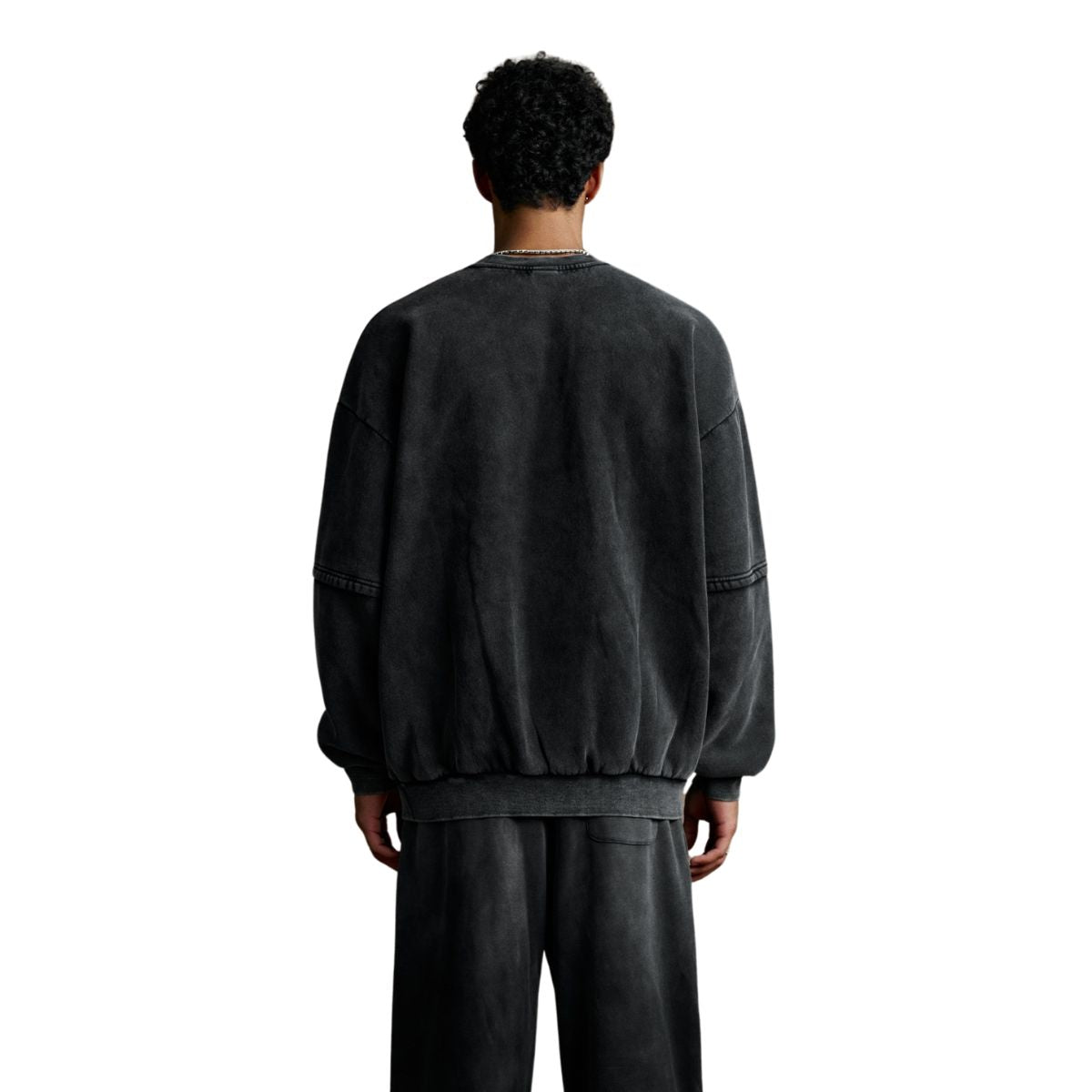 Crew Neck Mock Two-Layer Fleece Sweatshirt