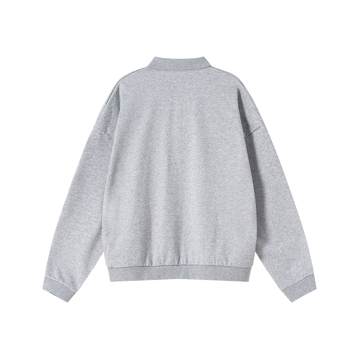 Relaxed Fit Solid Color Polo Neck Sweatshirt