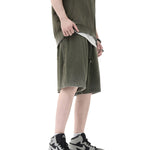 Faded Washed Loose-Fit Cotton Shorts