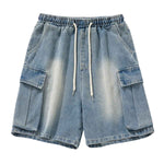 Men's Vintage Y2K Elastic Back Waistband Baggy Denim Shorts