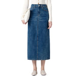 High-Rise Straight Denim Midi Skirt