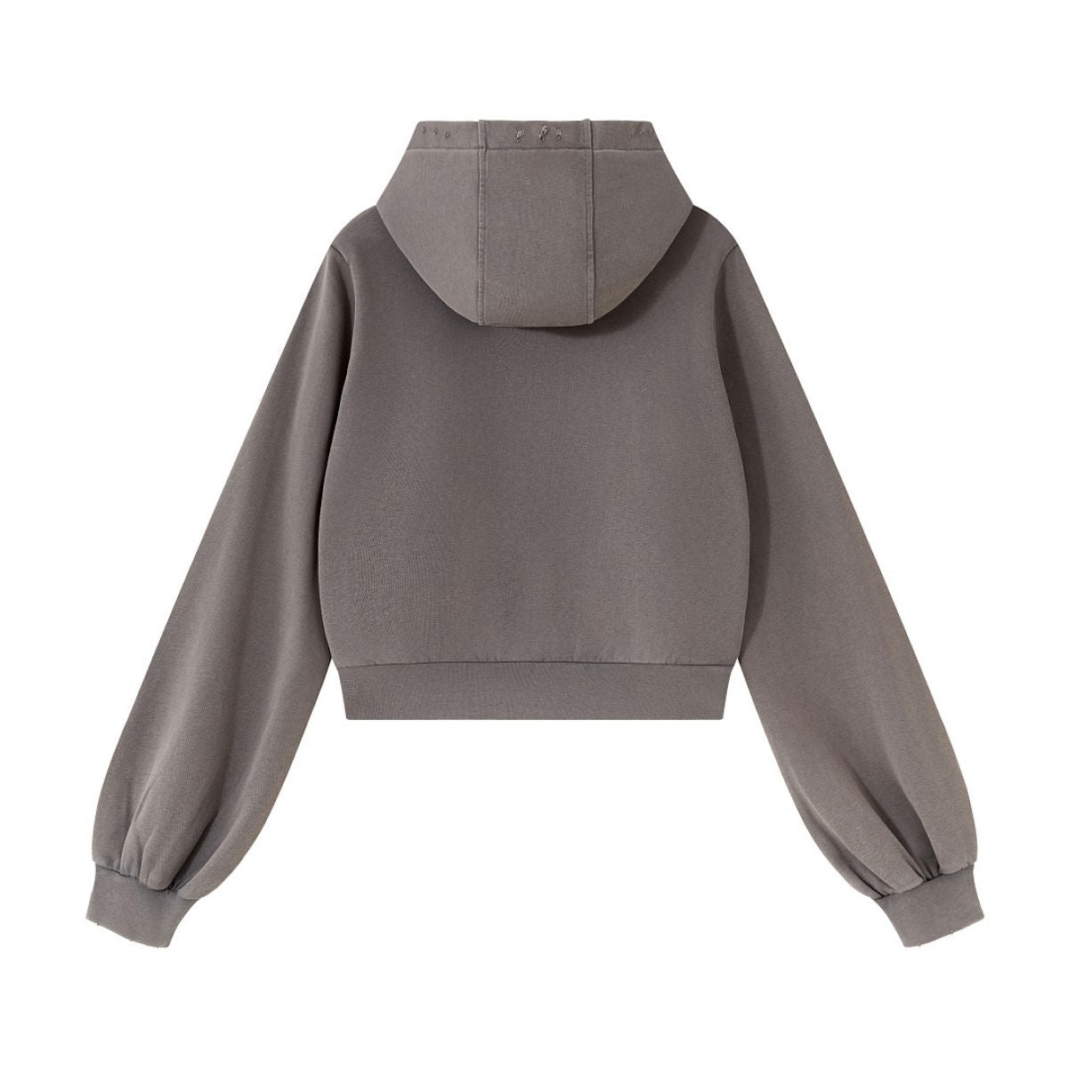 Women's Snow‑Wash Distressed Cropped Double Zip Hoodie
