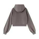 Women's Snow‑Wash Distressed Cropped Double Zip Hoodie
