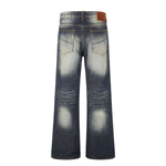 Washed Whiskering Micro Flare Vintage Denim Jeans