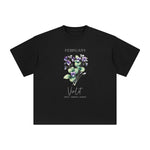 Violet Flowers Graphic Tee-INNBLAC Fashion Apparel