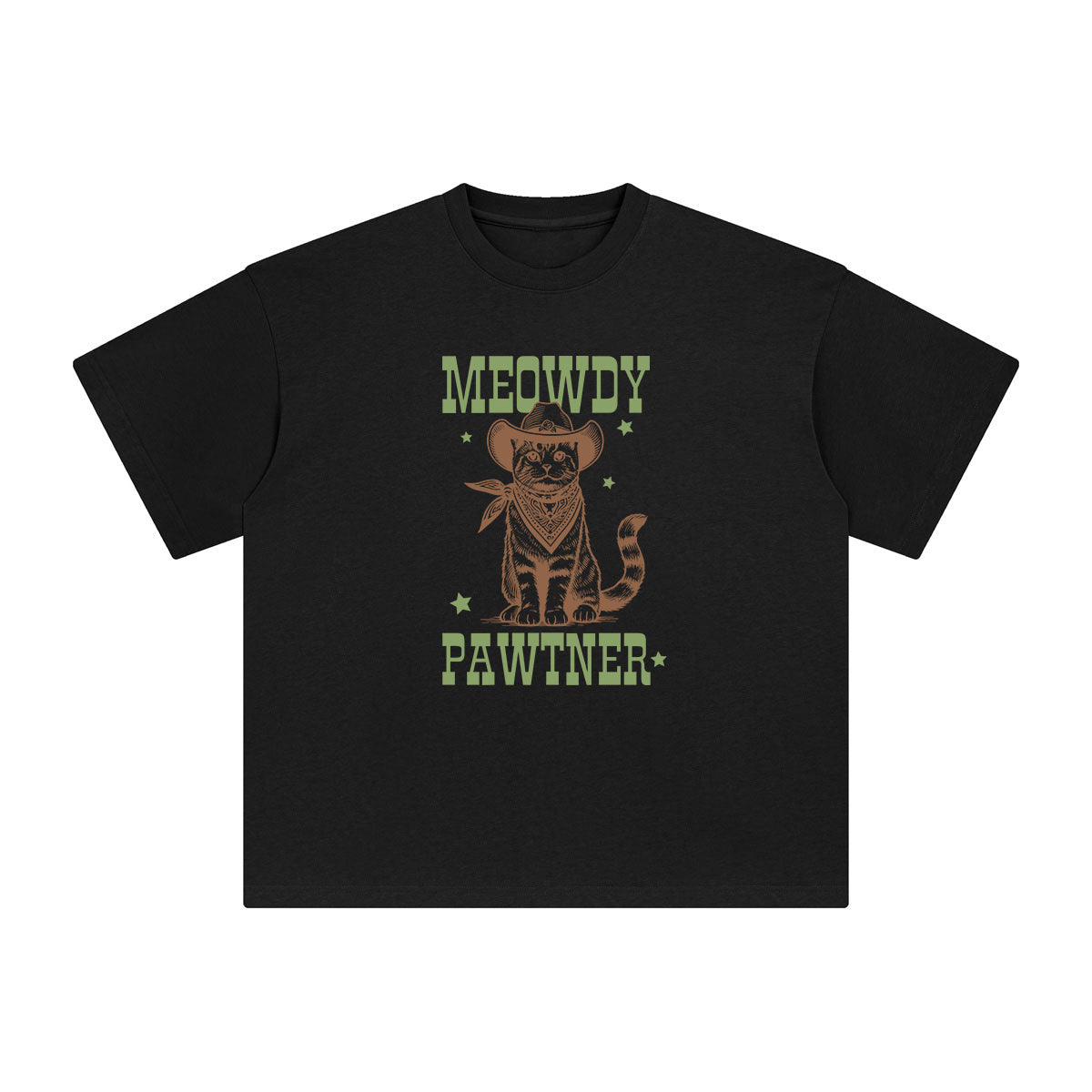 Meowdy Pawtner Cowboy Cat Graphic Tee-INNBLAC Fashion Apparel