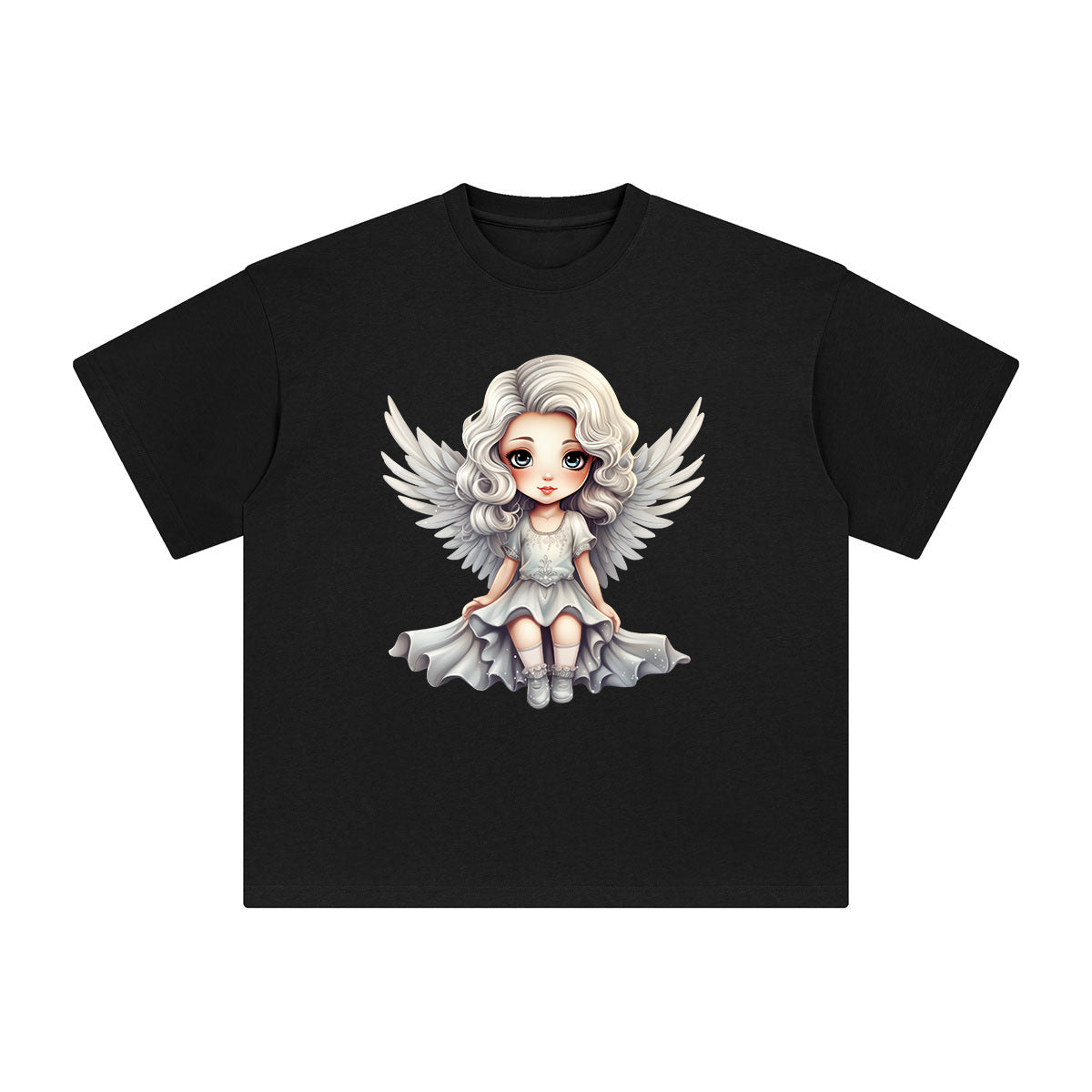 Silver Christmas Angel Graphic Tee-INNBLAC Fashion Apparel