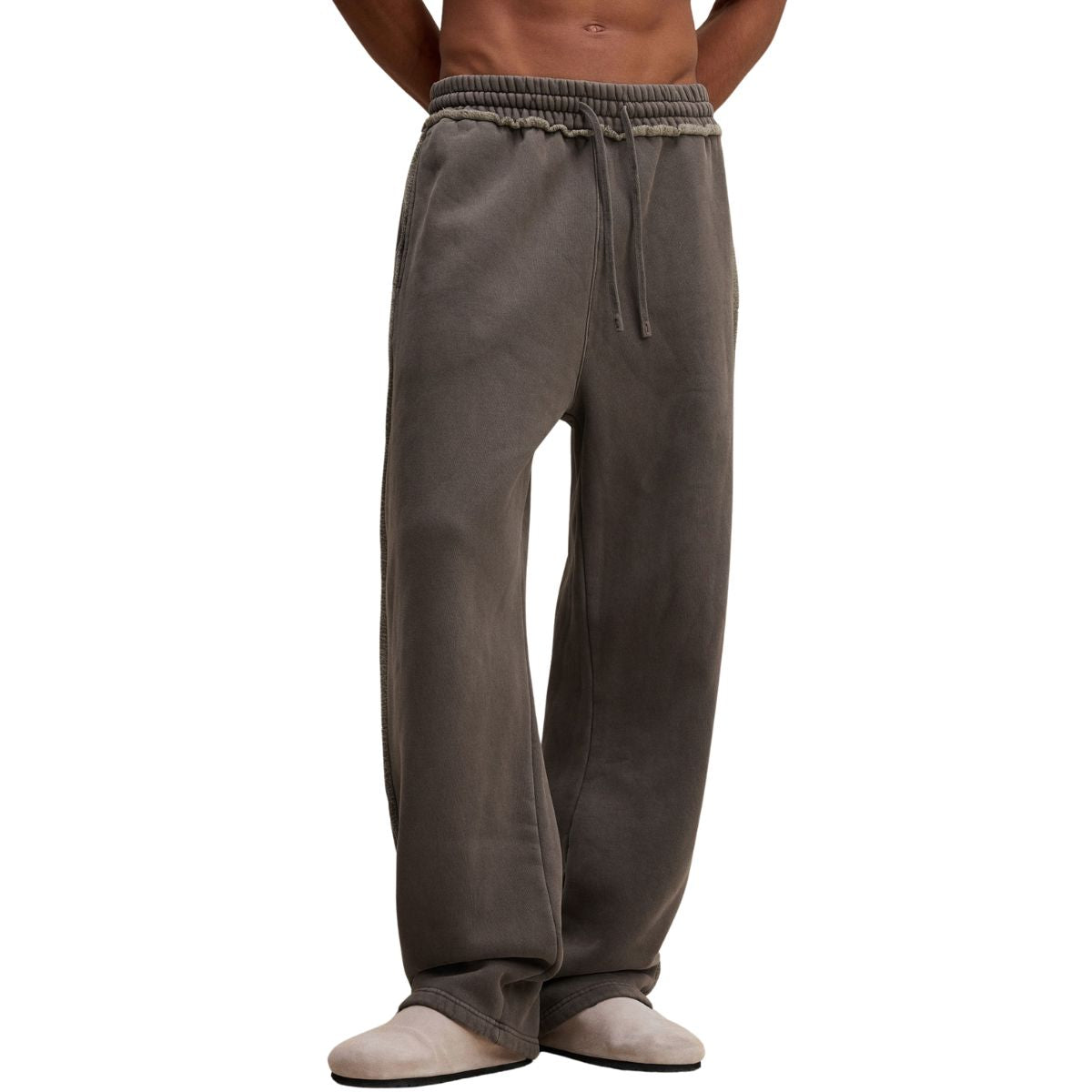 Raw Edge Straight Leg Fleece Sweatpants