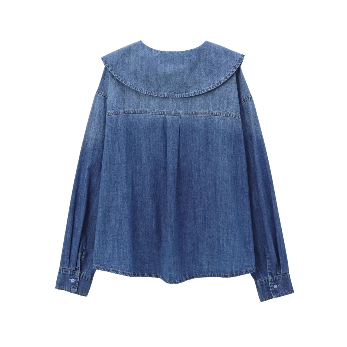 Women's Loose Casual Denim Shirt Peter Pan collar