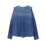 Women's Loose Casual Denim Shirt Peter Pan collar