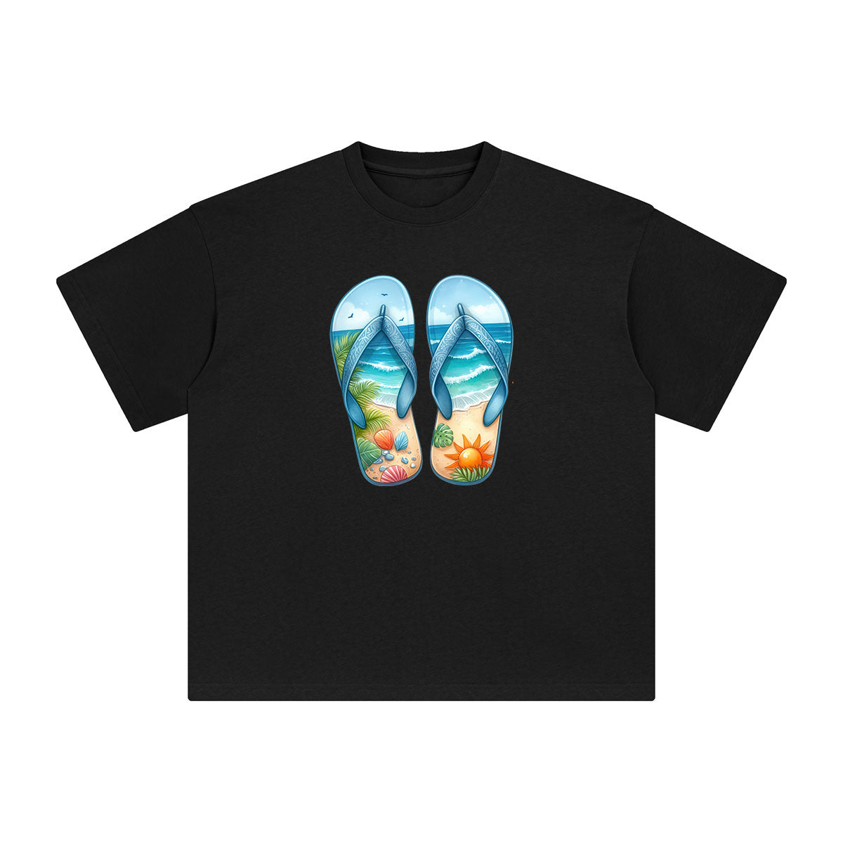 Summer Vacation Slippers Graphic Tee-INNBLAC Fashion Apparel