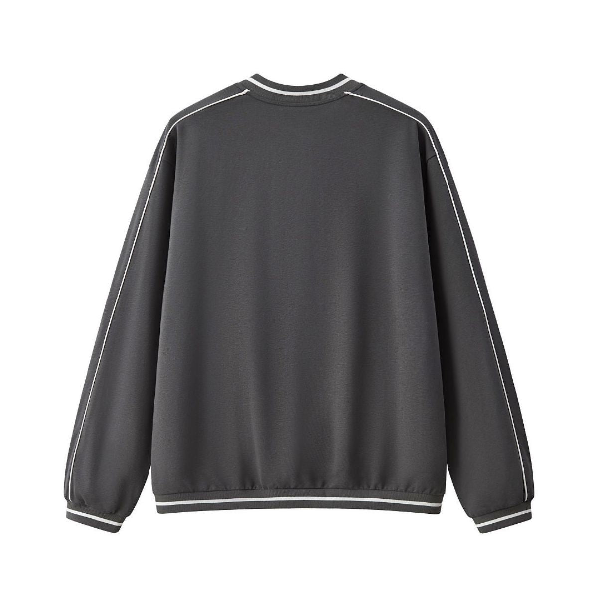 V Neck Contrast Color Drop Shoulder Sweatshirt Loose Fit Ribbed Cuffs