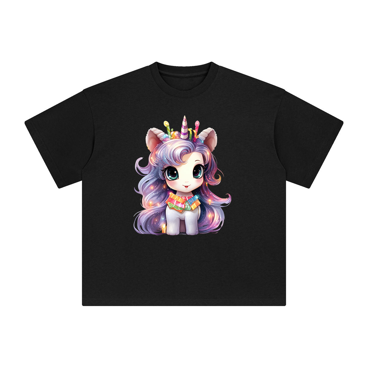 Pastel Christmas Baby Unicorn Graphic Tee-INNBLAC Fashion Apparel