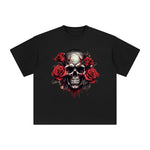 Skull With Roses Graphic Tee-INNBLAC Fashion Apparel