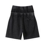 West Coast Waffle Double Waistband Snow Washed Distressed Shorts