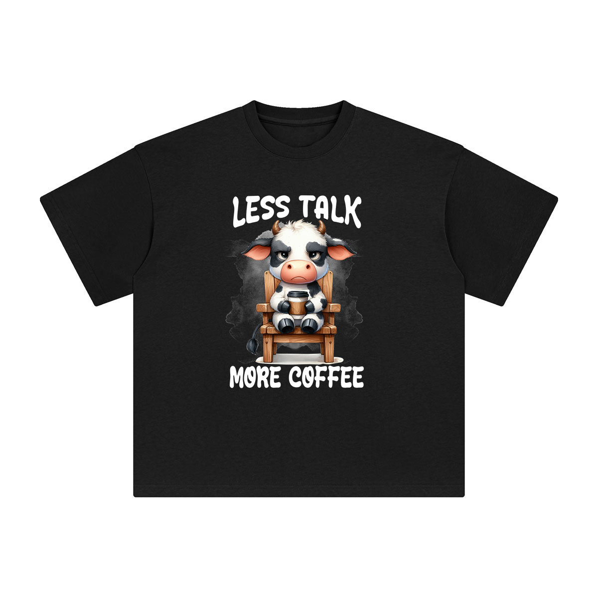 Cow Drinking Coffee Graphic Tee-INNBLAC Fashion Apparel