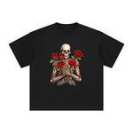 Skeleton With Roses Graphic Tee-INNBLAC Fashion Apparel