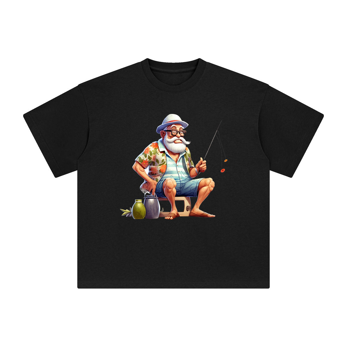 Grandpa Fishing Graphic Tee-INNBLAC Fashion Apparel