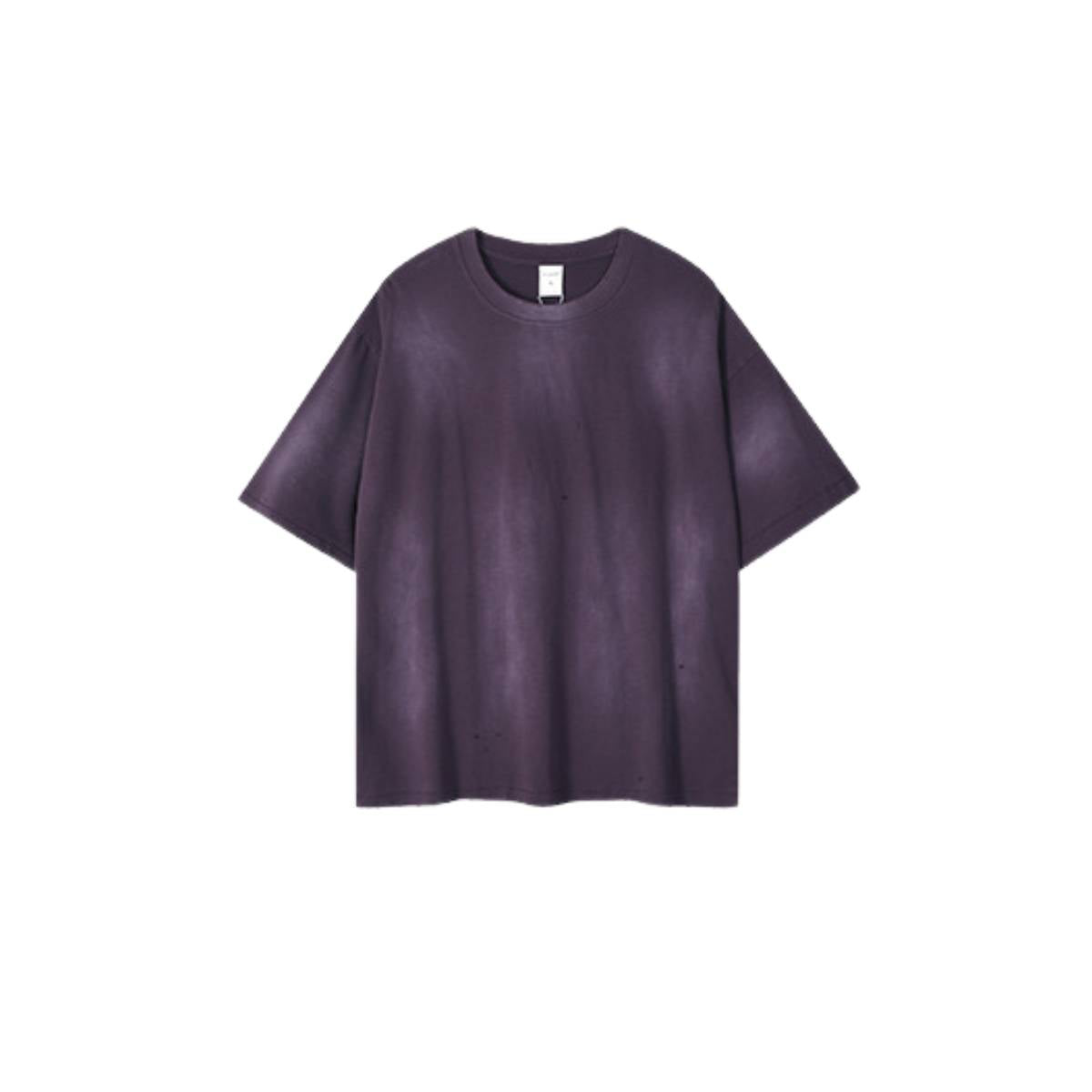 Camiseta destructiva de peso pesado con borde crudo de 10 oz