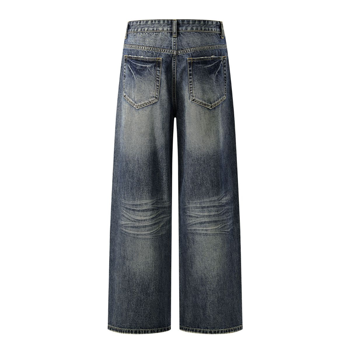 Loose Straight‑Leg Vintage Whiskered Jeans