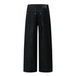 Raw Denim Jeans With Wheat‑Engraved Buttons