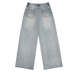 High Street Baggy Wide Leg Distressed Patchwork Denim Jeans