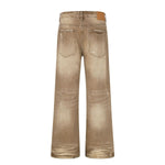 Ripped Whiskering Micro Flare Vintage Denim Jeans