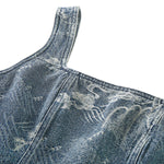 Denim Jacquard Square-Neck A-Line Midi Dress