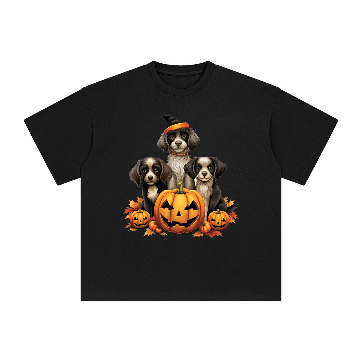 Dogs & Pumpkin Graphic Tee-INNBLAC Fashion Apparel