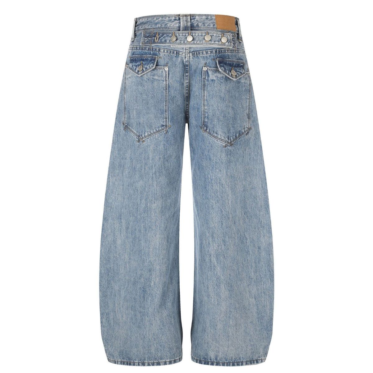 Vintage Blue Relaxed Scimitar‑Leg Street Jeans
