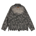 Loose Lighting Pattern Hip-hop Designer Denim Jacket