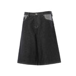 Raw Black Contrast Pocket Denim Bermuda Shorts