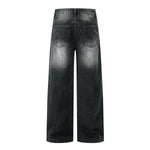 Vintage Washed Black Wide‑Leg Jeans